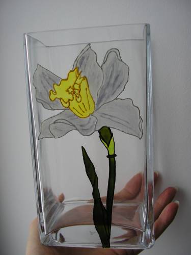 ваза витражно-разрисованная с нарциссом